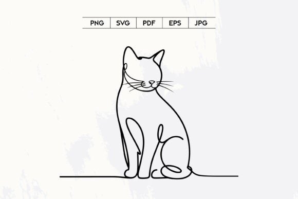 Cat Continuous Line Art Minimal Drawing