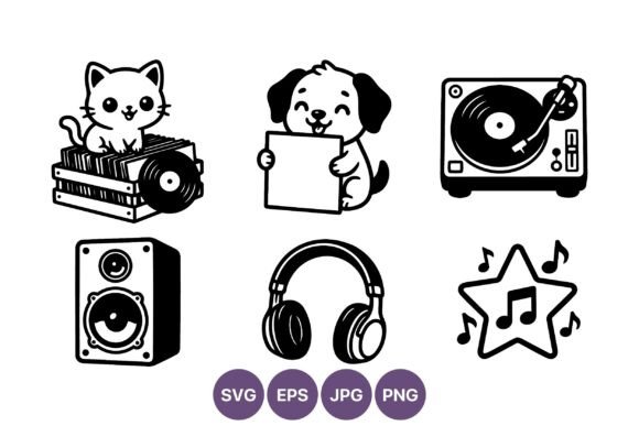 Cat Puppy Vinyl Record Music Icons