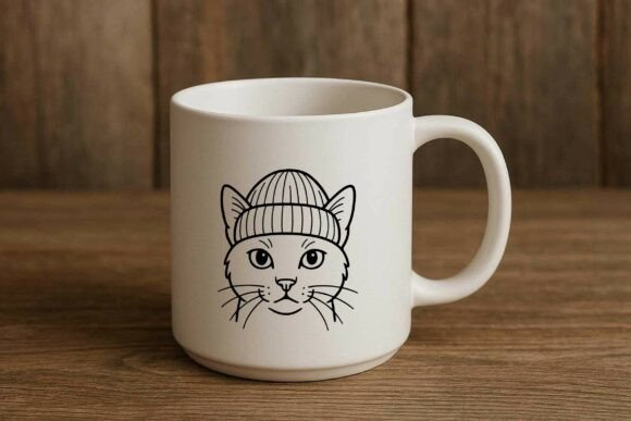 Cat Wearing Beanie Silhouette Vector