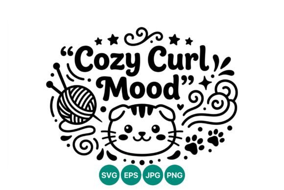 Cozy Curl Mood Cat Vector Art