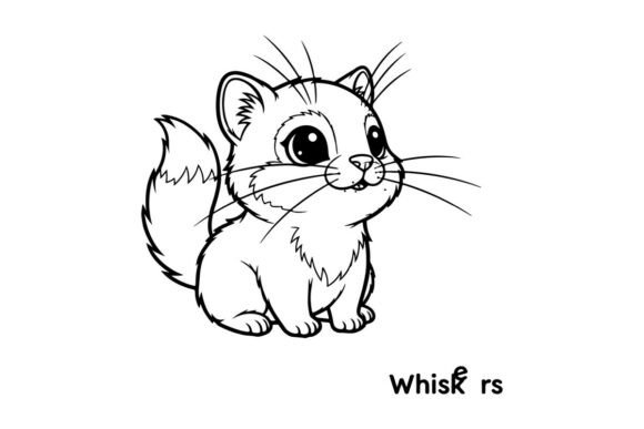 Cute Cartoon Cat with Big Eyes Vector Il
