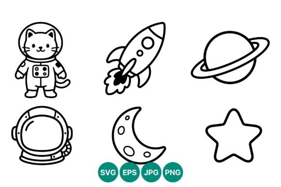 Cute Cat Astronaut Space Vector