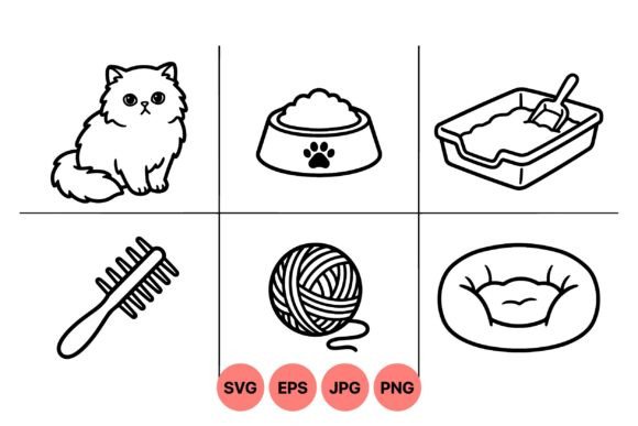 Cute Cat Care Vector Icons