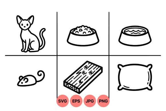Cute Cat Outline Vector Pack