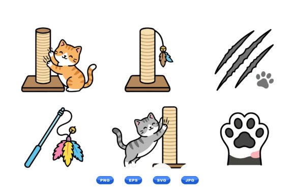 Cute Cat Scratching Clipart