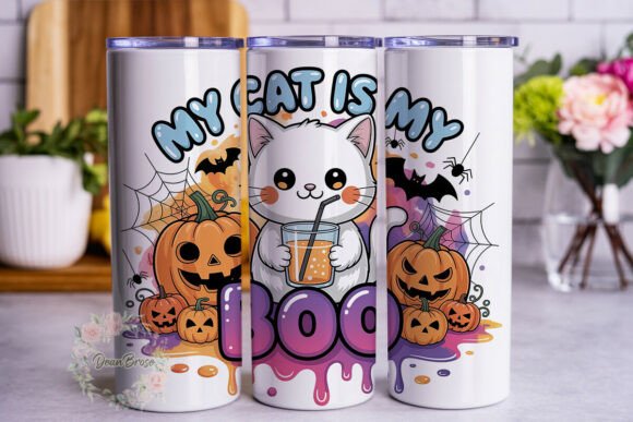 Cute Ghost Cat Halloween 20oz Tumbler