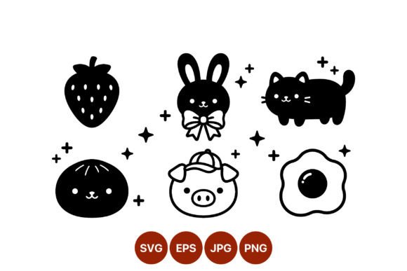 Cute Kawaii Bunny Cat Pig Strawberry Egg