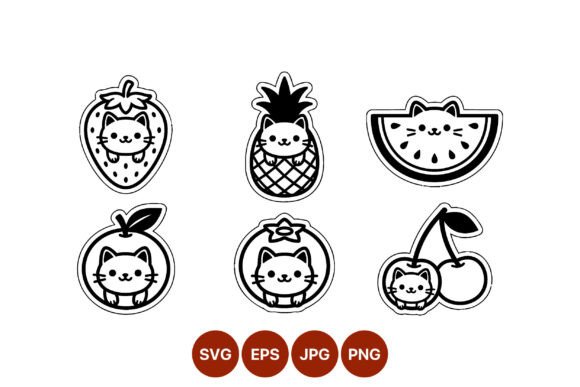 Cute Kawaii Cat Fruit Vector