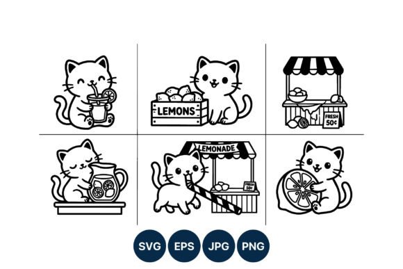 Cute Lemonade Cat Vector Art