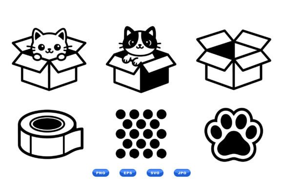 Kawaii Cat Box Icons Pack
