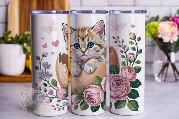 Kitten Easter Egg Floral 20oz Wrap