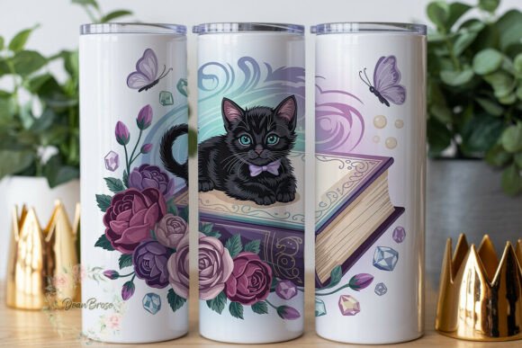 Magical Kitten Rose Book Skinny Tumbler