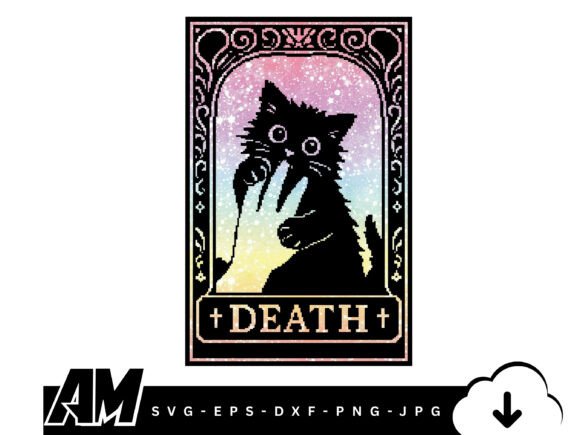 Mystical Death Cat Tarot Illustration