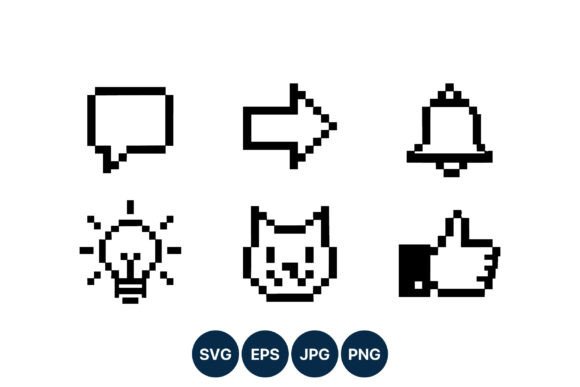 Pixel Art Chat Arrow Bell Lightbulb Cat