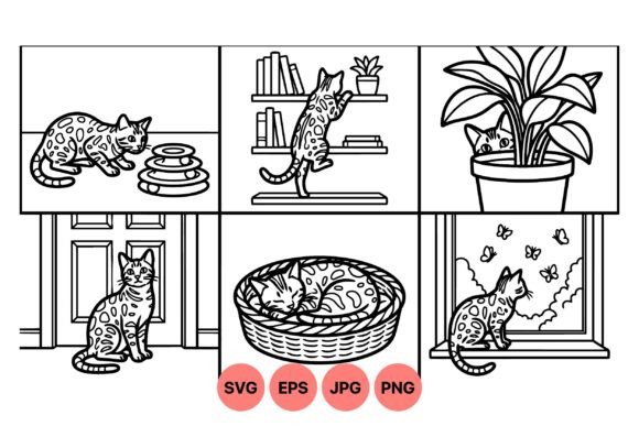 Playful Bengal Cat Vector Collection