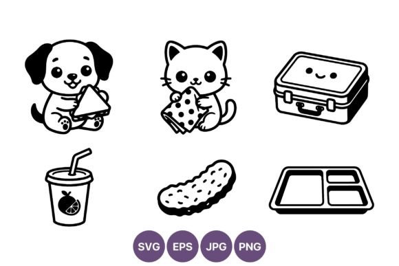 Puppy Kitten Snack Lunchbox Vector