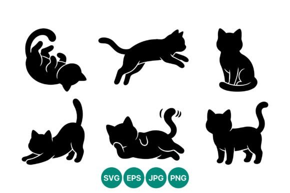 Six Cat Silhouette Set