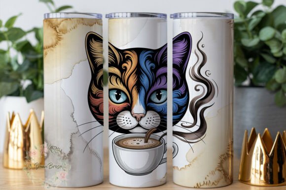Split Face Swirl Cat 20oz Tumbler Wrap